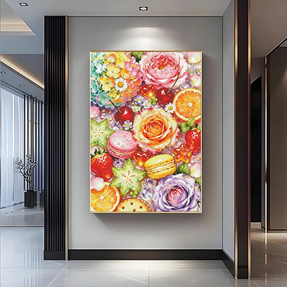 Фото Новинка! Набор для алмазной вышивки Flowers&Fruits 100% Fairy Dust Diamond Painting Kit: Полная вышивка, квадратные кристаллы, декоративные картины для дома №3