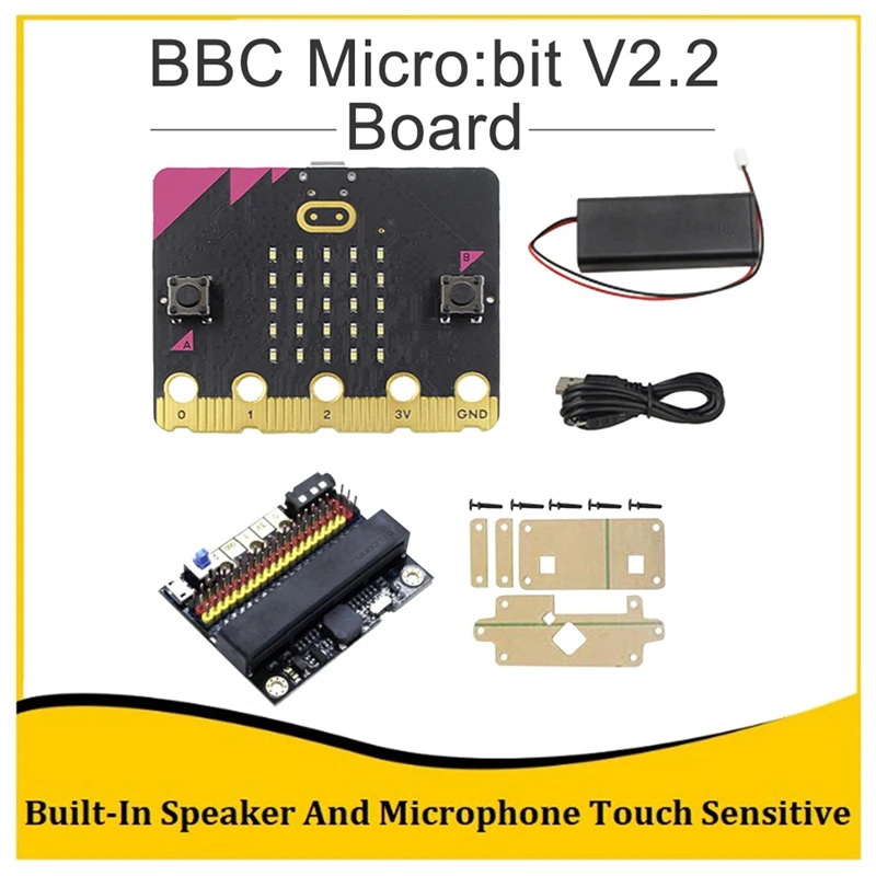 

BBC Micro:Bit V2.2 Kit Built-In Speaker Mic Touch Programmable Learning Development Board+IO BIT V2.0 Expansion Board
