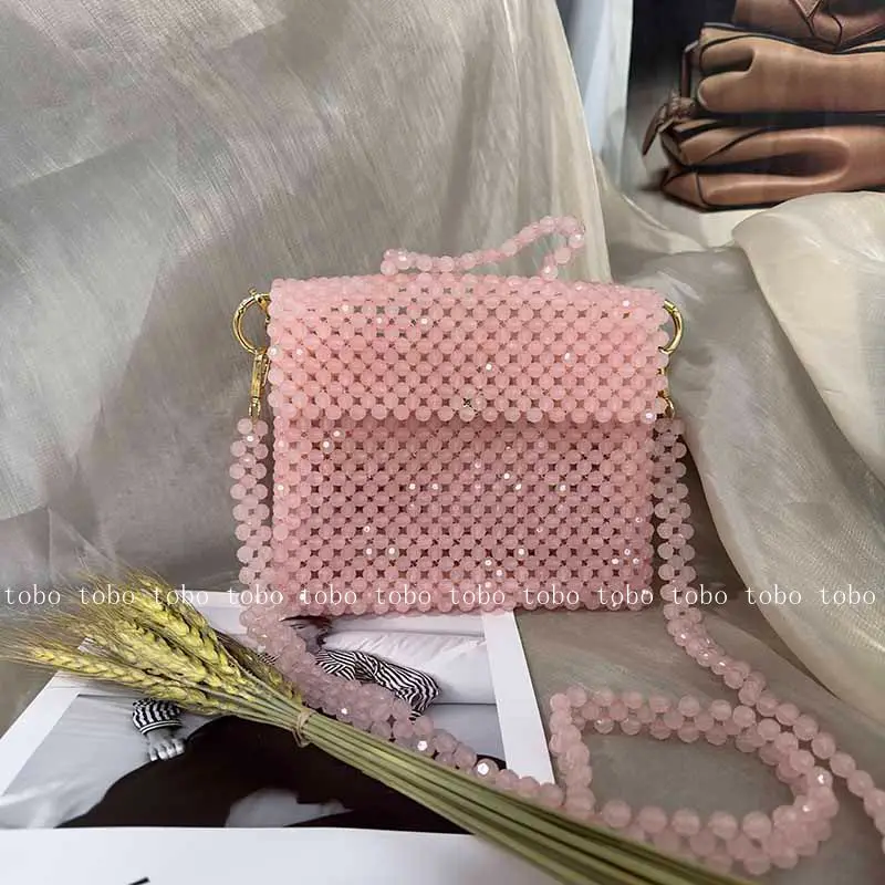 Летняя плетеная дамская сумочка из желе и бисера в французском стиле ярких