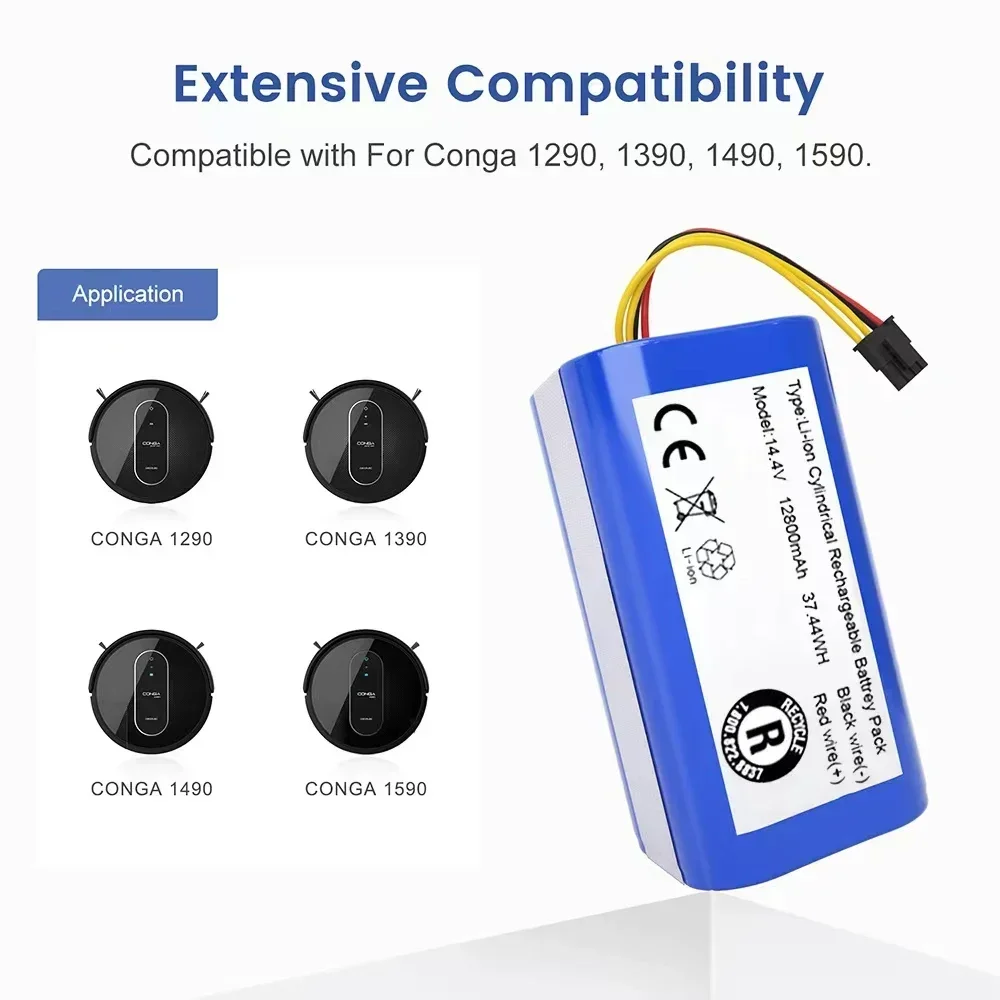 Литий-ионный аккумулятор 14 4 В 12800 мАч для Cecotec Conga 1290 1390 1490 1590