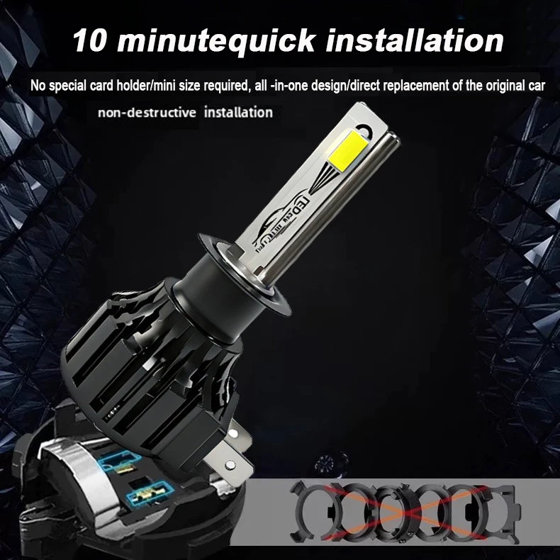 Фото Светодиодные лампы OVEHEL H7 LED Canbus для фар, Plug and Play, H1 H8 H9 H11 9005 9006, 14000000LM, комплекты для автотюнинга, мотоциклетные лампы, 6000K, 12V №5