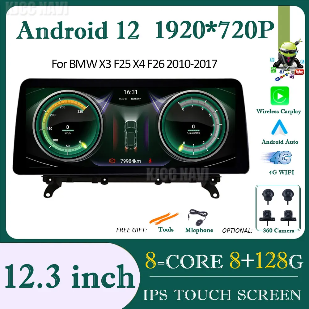 Купи Android For BMW X3 F25 X4 F26 CIC NBT System 12.3'' IPS Touch Screen Video Navigation Multimedia Carplay Auto Radio WIFI за 17,887 рублей в магазине AliExpress