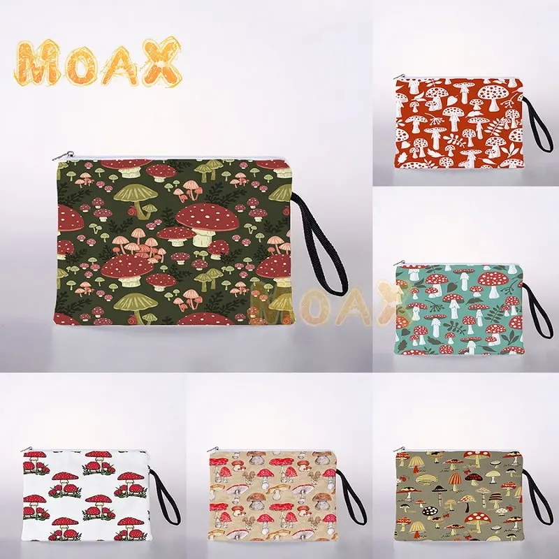 

Rainbow Mushroom Print Cosmetic Bag Portable Fashion Casual Pattern Makeup Pouch Women Storage Handbags Wedding Bridesmaid Gift