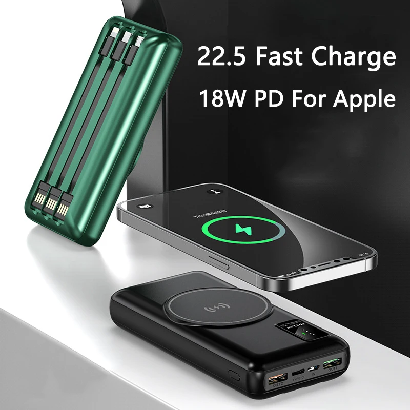 15 Вт магнитное Беспроводное зарядное устройство Power Bank 20000 мАч для iPhone 13 12Pro PD 18