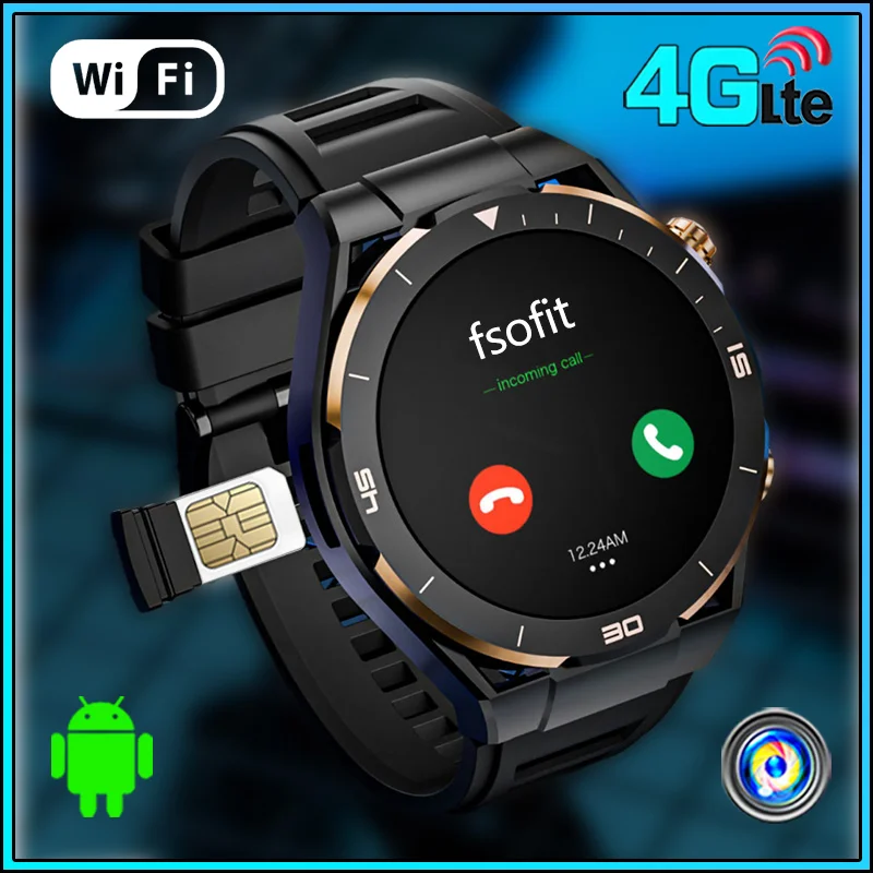 Мужские умные часы 4G LTE 2024 32 ГБ ПЗУ HD-камера для видеозвонков GPS вызовов и WIFI