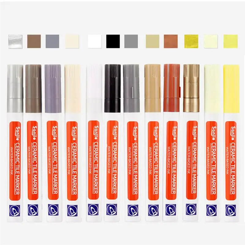 

12 Color Waterproof White Grout Tile Pen Wall Grout Restorer Marker Pen For Bathroom Wall Floor Decontamination Seam Repair Pens