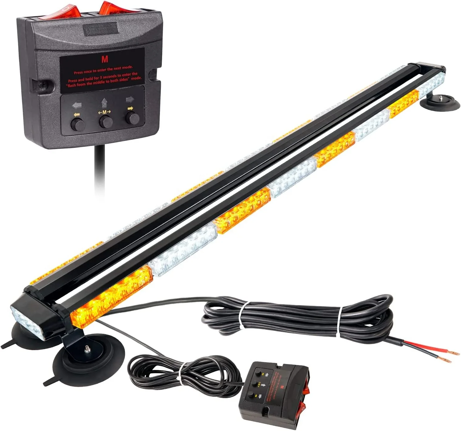 

Car accessory manufacture Multiple modes 102 Led Amber White Emergency Warning Rooftop Strobe ambulance Light bar for work