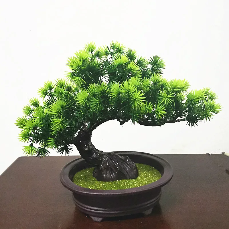 

Artificial Plastic Plants Bonsai Small Trees Pine Tree Office Table Potted Ornaments Home Garden Decor