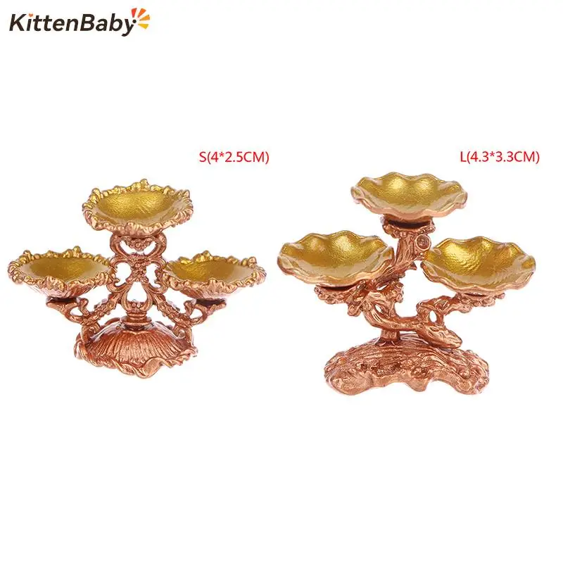 

1PCS 3D Miniature Food DIY Craft For Dollhouse Mini Cute Three supports Dessert Pan Cake Stand Fruit Tray Doll Kitchen Toys