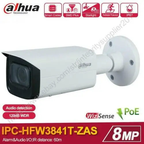 

IP Camera 8MP IR Vari-focal Bullet WizSense Network IPC-HFW3841T-Z
