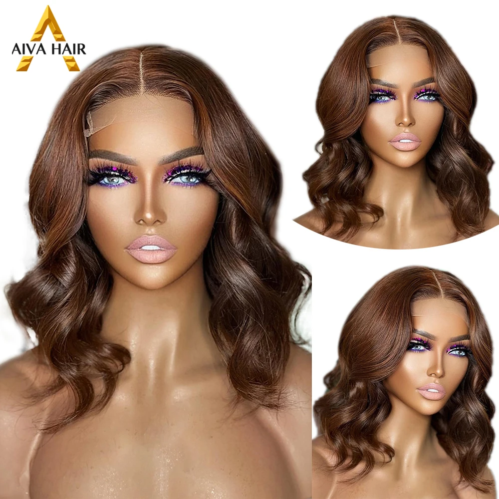 

Brown Color Synthetic Body Wave Wig 13x4 Lace Front High Temperature Fiber Drag Queen Cosplay Wigs For Black Women Pre Plucked