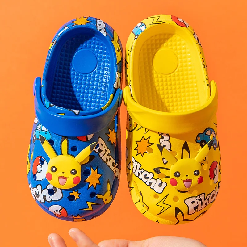 

Новые летние детские туфли с отверстиями Pikachu Baotou для мальчиков и девочек домашняя садовая обувь Симпатичные тапочки для младенцев и малень...