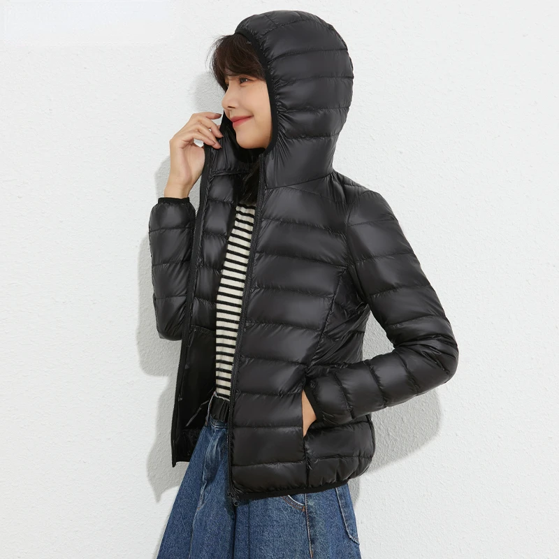 

Women Winter Coat White Duck Down Jackets Female Light Hooded Jackets Short Large Size Down Coats Clothing Female Parkas Cjk149