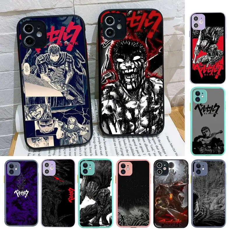 

Berserk Guts Anime Phone Case for iPhone X XR XS 7 8 Plus 11 12 13 pro MAX 13mini Translucent Matte Case