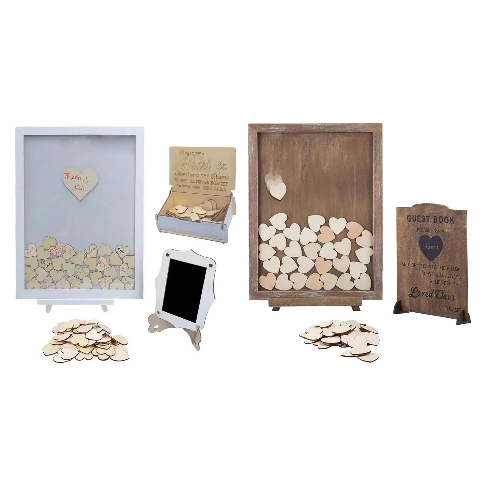 

Wooden Hearts Wedding Guest Book Drop Box Visitors Sign Book Party Decoration for Wedding Party Holiday Ceremony Decor