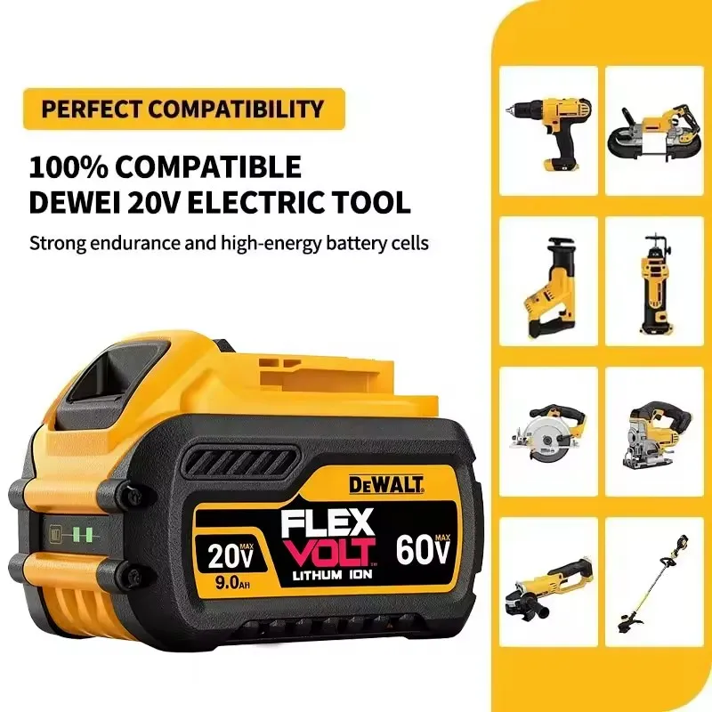 Фото Оригинальный аккумулятор DeWALT 20V/60V 9000mAh MAX FlexVolt для электроинструментов DCB200 DCB205 DCB206 DCB209 DCB182, доставка авиатранспортом №3