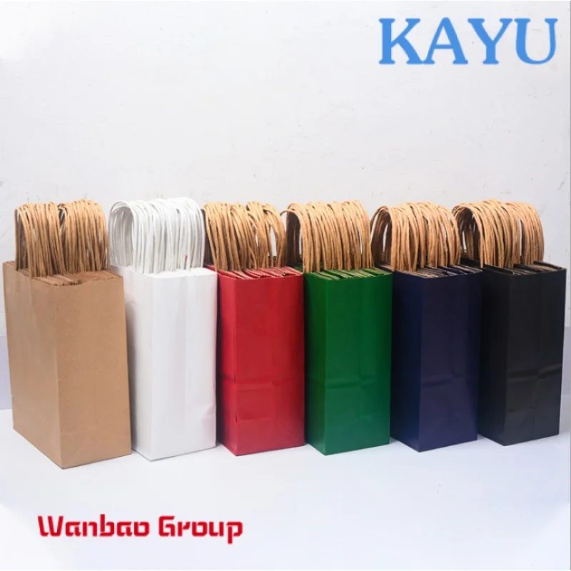 Wholesale Custom Logo Printing Food Take Away Hand kraft paper bag milk tea Packing paper bag