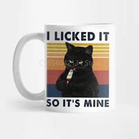 i licked it so its mine cool black cat eating ice cream coffee mug