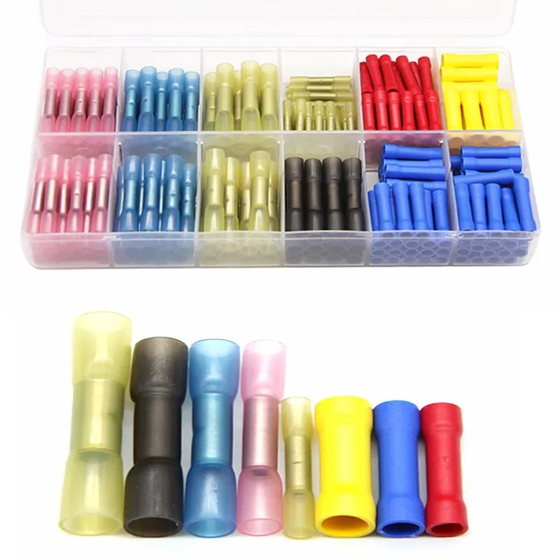 

240pcs Assorted Insulated Crimp Terminals Electrical Wire Cable Butt Wire Connectors Heat Shrink Waterproof Crimping Terminal