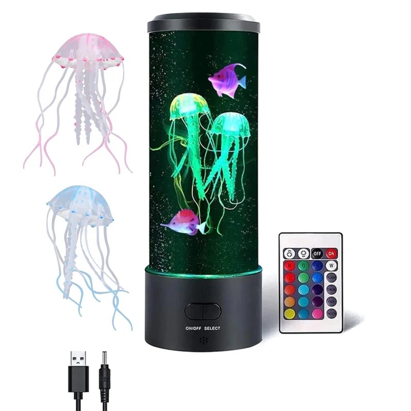 

LED Jellyfish Lamp Aquarium LED Lamp with Color Changing Light Effects Mini Desktop Night Light Home Decor for Room Moods