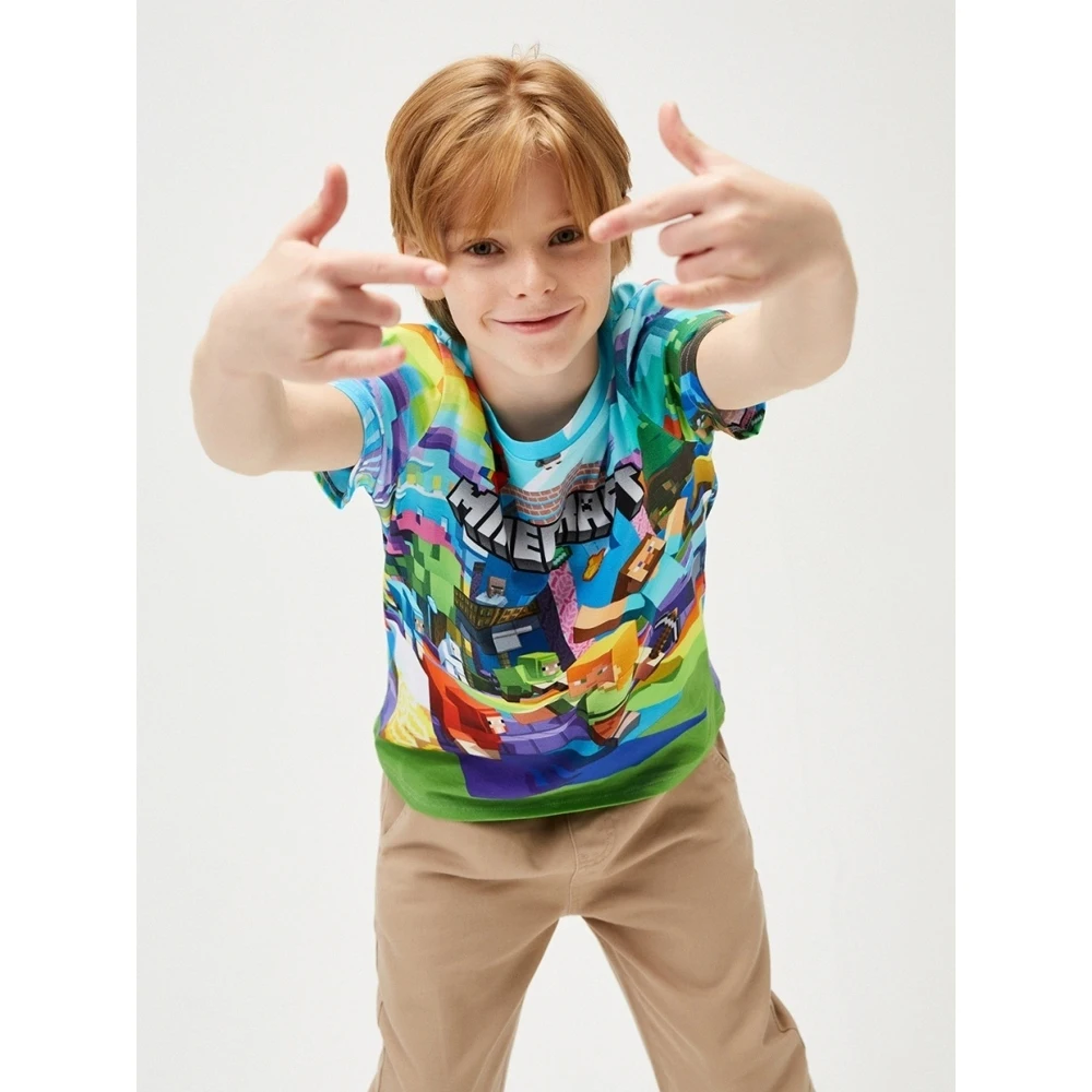 Футболка для мальчика Minecraft KT026c зеленый хлопок 100% |