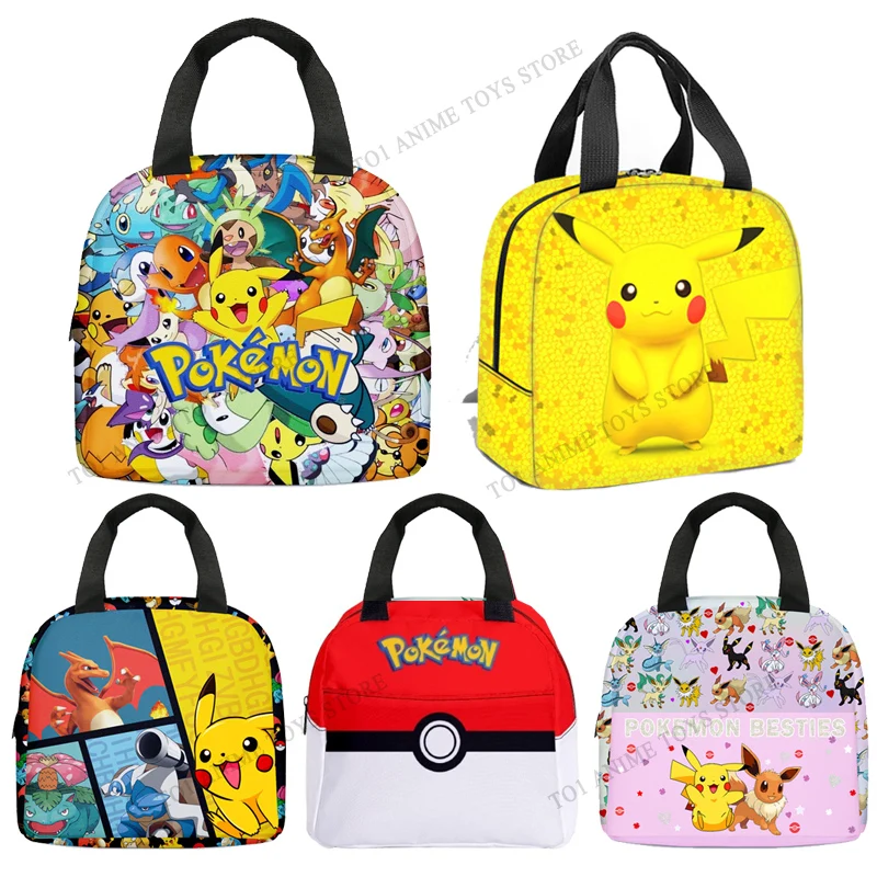 Pokemon Anime Figures Pikachu Cartoon Portable Bag Kids Lunc