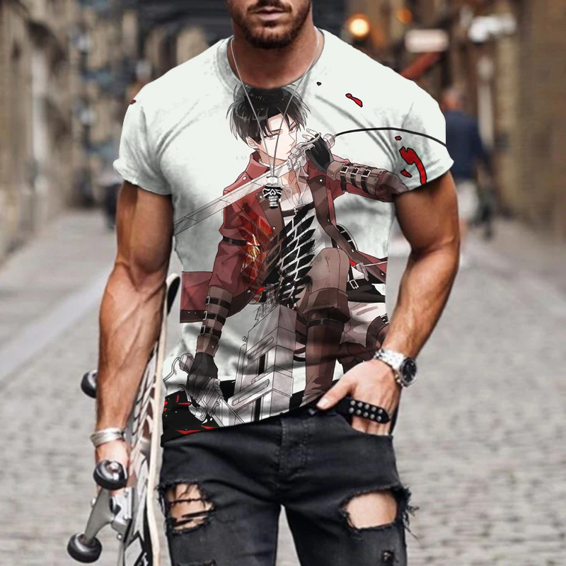 

Japan Anime Giant Pattern Summer Men T-Shirt Fashion Double-sided Printing Shirts All-match Personality Trend Tees For Mans