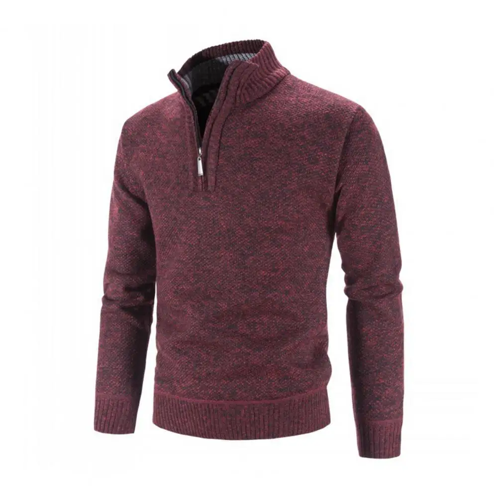 Мужской свитер пальто эластичный кардиган на полумолнии с длинными рукавами и