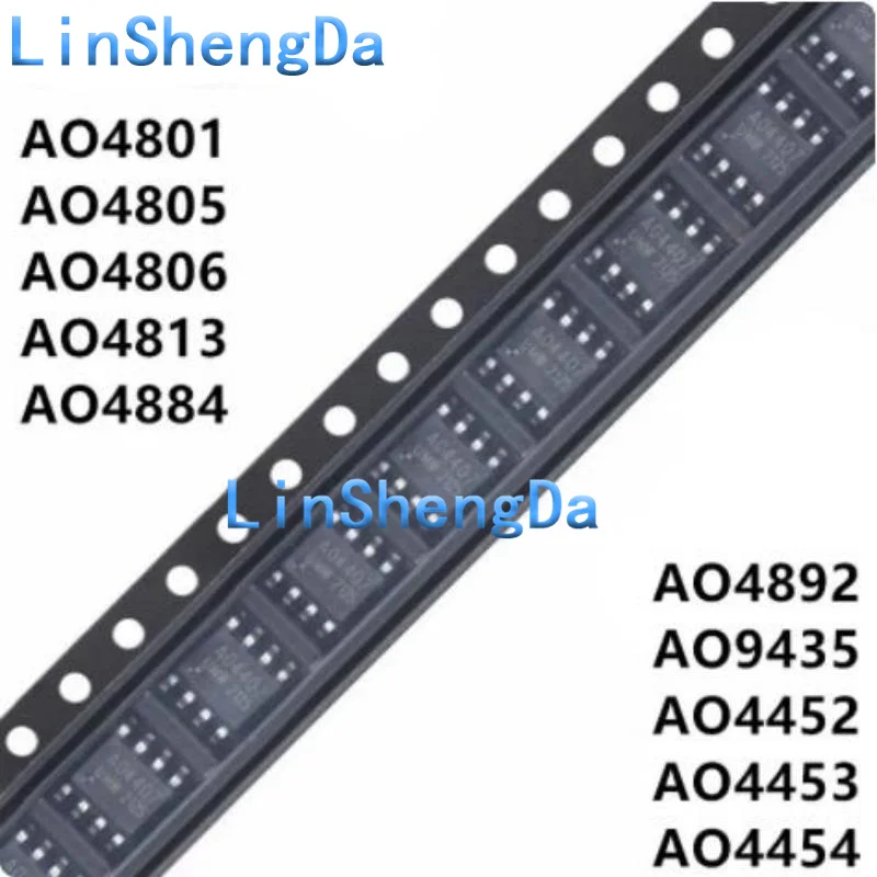 (10 шт.) Чипсет AO4801 AO4801A AO4805 AO4806 AO4813 AO4884 AO4892 AO9435 AO4452 AO4453 AO4454 SOP-8 MOS FET IC