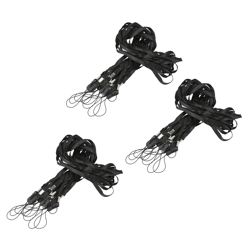

30X Black Lanyard Neck Strap For ID Pass Card Badge / Mobile Phone Holder