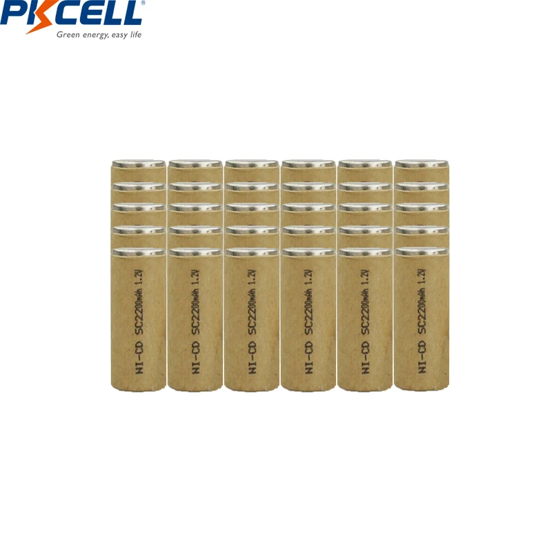 

30PC PKCELL 1.2V 2200mah Ni-Cd Sub C Rechargeable Battey SUBC Cells Screwdriver Electric Drill SC NiCd Batteries Power Tool 10C