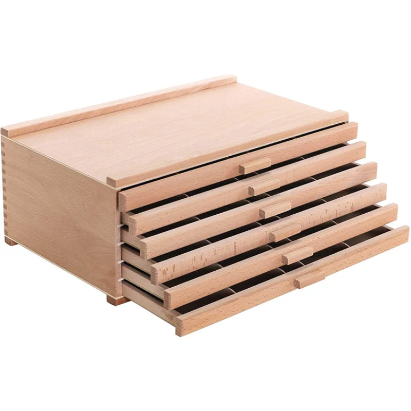U.S. Art Supply 6 Drawer Wood Artist Supply Storage Box - Pa