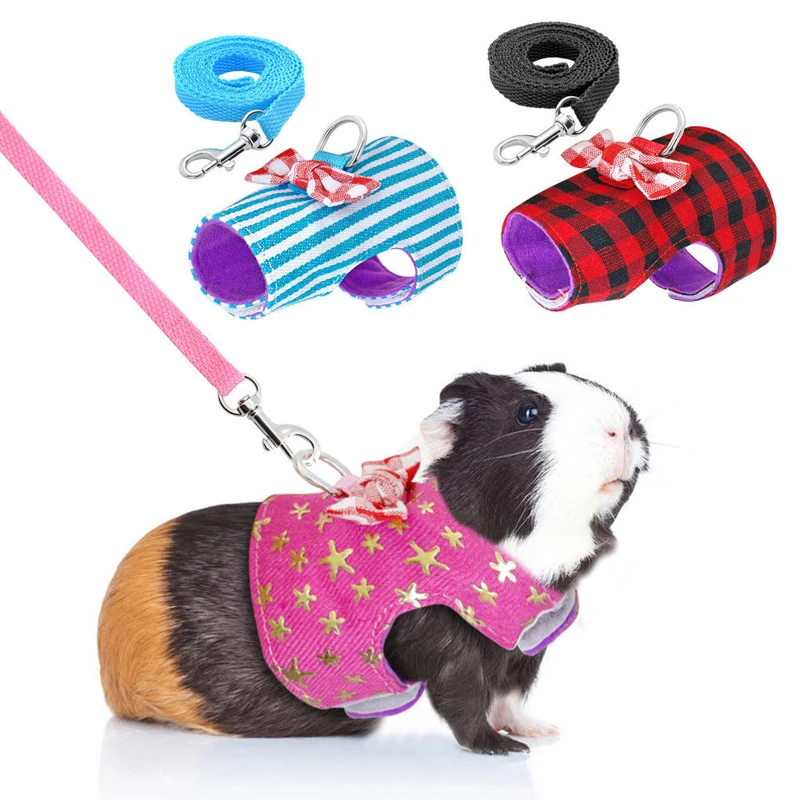 

Hamster Small Pet Harness Rabbit Bowtie Striped Star Harness Vest Leash Traction Rope baby ferrets pet rats Bowknot Chest Strap