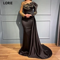 lorie one shoulder black shiny sequins dubai prom dresses long mermaid sparkly beaded evening gowns party dresses gowns women