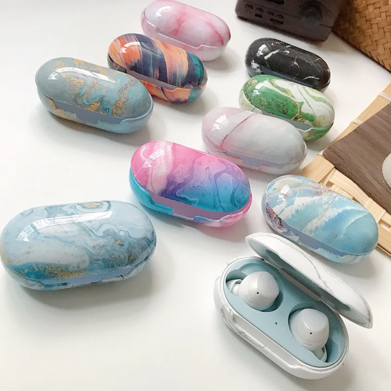 

Electroplated Marble Earphone Case For Samsung Galaxy Buds Buds Plus Colorful Hard PC Wireless Headset Protector Cover