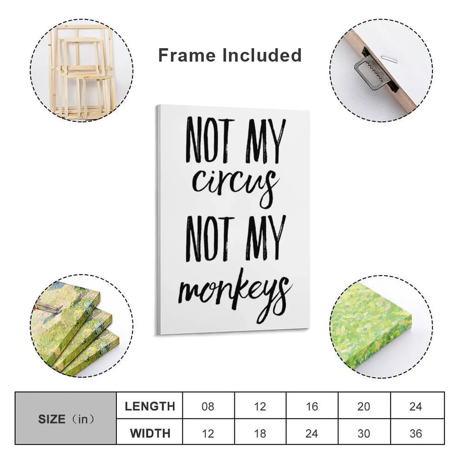 Not My Circus Monkeys Холст Картина Украшение дома Картины для спальни Настенная рамка