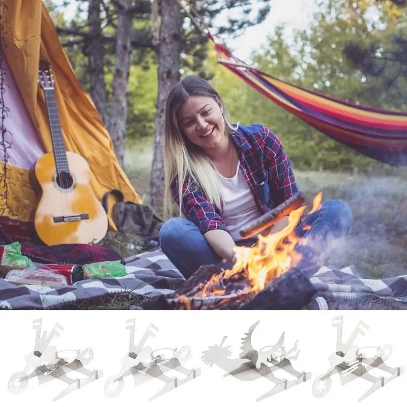 

Stainless Steel Chicken Grill Stand BBQ Roasting Chicken Holder Motorcycle BBQ Grilling Rack With Glasses Non-stick BBQ Tools