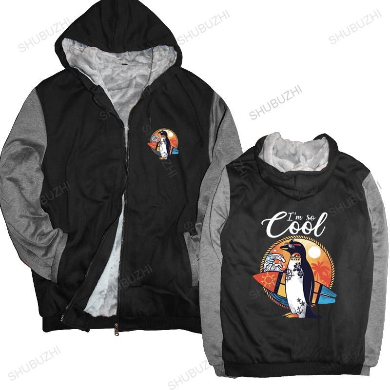 

Cool Penguin hoodie winter Funny Animal I'm So Cool Holiday Time Surfing Sunset winter Gift thick hoody hoodie
