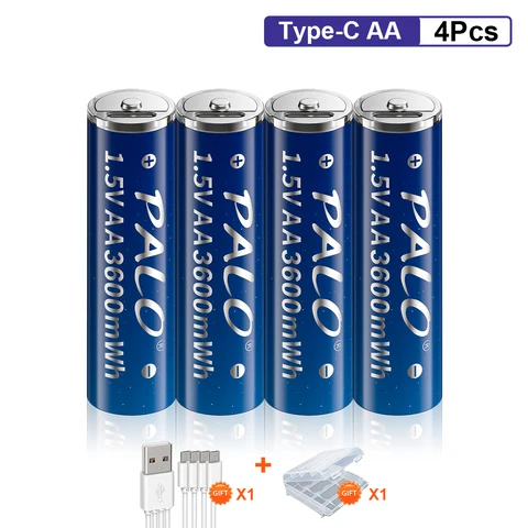 1,5 В AA USB перезаряжаемая литий-ионная батарея AA 3600mWh + USB 1,5 В AAA литиевая аккумуляторная батарея AAA 1110mWh с USB кабелем