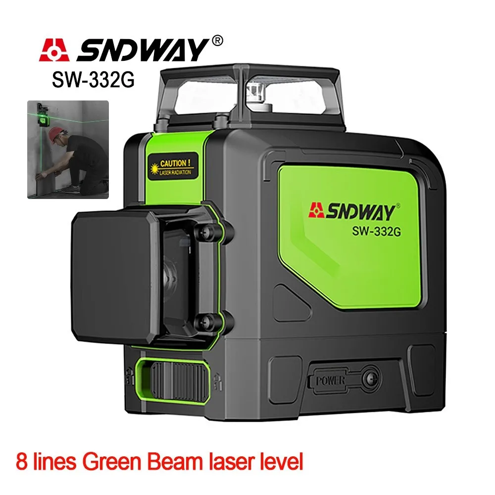 

SNDWAY Laser Levels 360 Degree 12 Lines Self-Leveling Laser Leveler Vertical Horizontal Cross Laser Green Beam Line Measuring