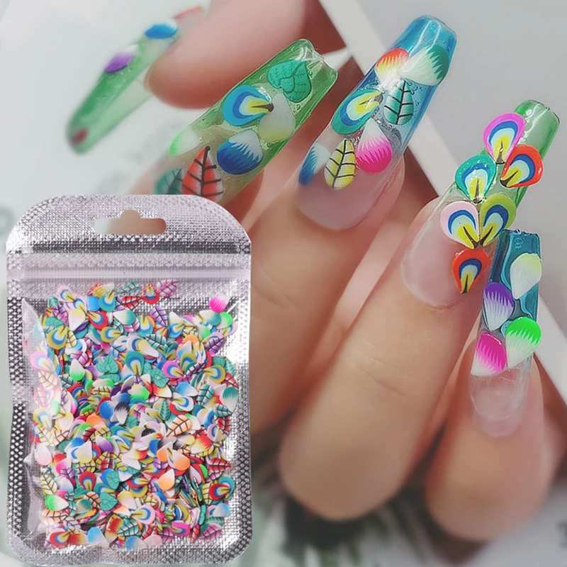 3D Fruit Feather Polymer Clay  Mix Designs Tiny Slices Polymer Clay DIY Beauty Nail Art Decorations Accessories 1000Pcs/Bag
