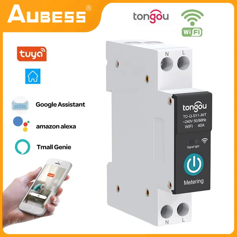

Smart Circuit Breaker 1P 16/25/36/40/50/63A Tuya Single Phase Din Rail WIFI Smart Energy Meter timer Power Consumption Monitor