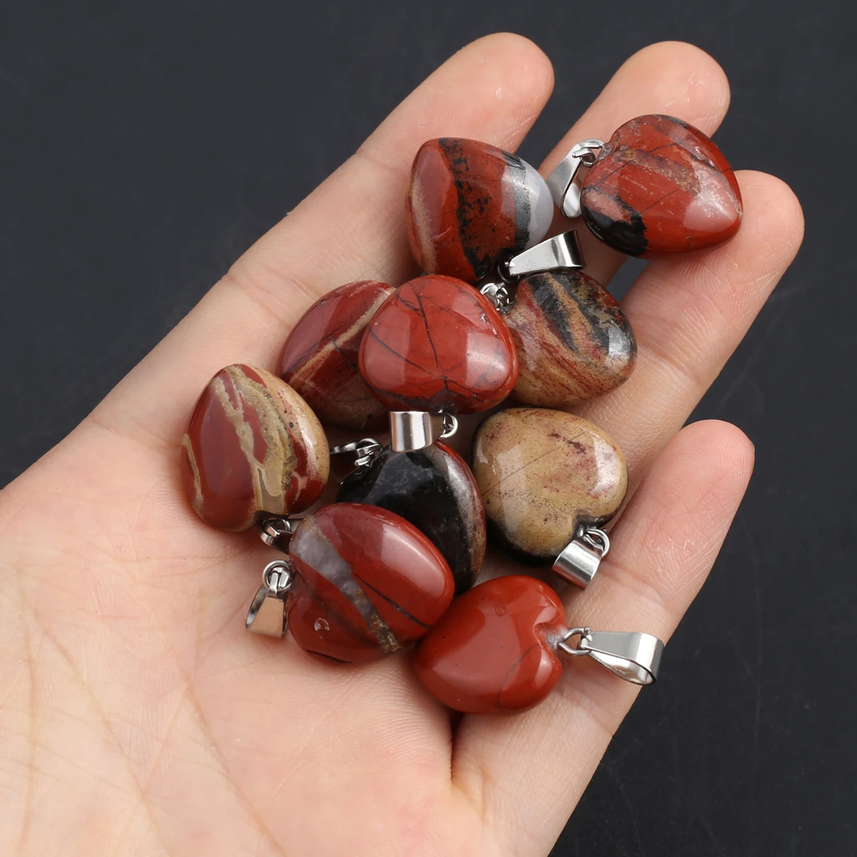 5 шт., подвеска из натурального камня в форме сердца, Радужный камень, Исцеляющие кристаллы, подвески из камня, женское ожерелье, 29 х2, 0 мм/26 х16 мм