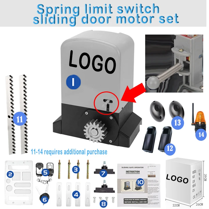 Мощные электродвигатели для раздвижных дверей 1200 Вт 2200 кг пружинный концевой