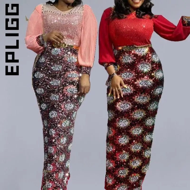 

Epligg Dress Fashion Women Holiday Sequins Women Dress Sexy Lantern Sleeves Maxi Dress Stylish Simple Vestidos Female
