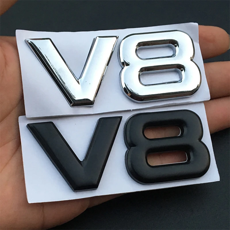 1PC Car 3D Metal V6 V8 Stickers Silver/Black Word Letter Auto Trunk Emblem Badge Decal Sticker Mouldings Accessories Styling |