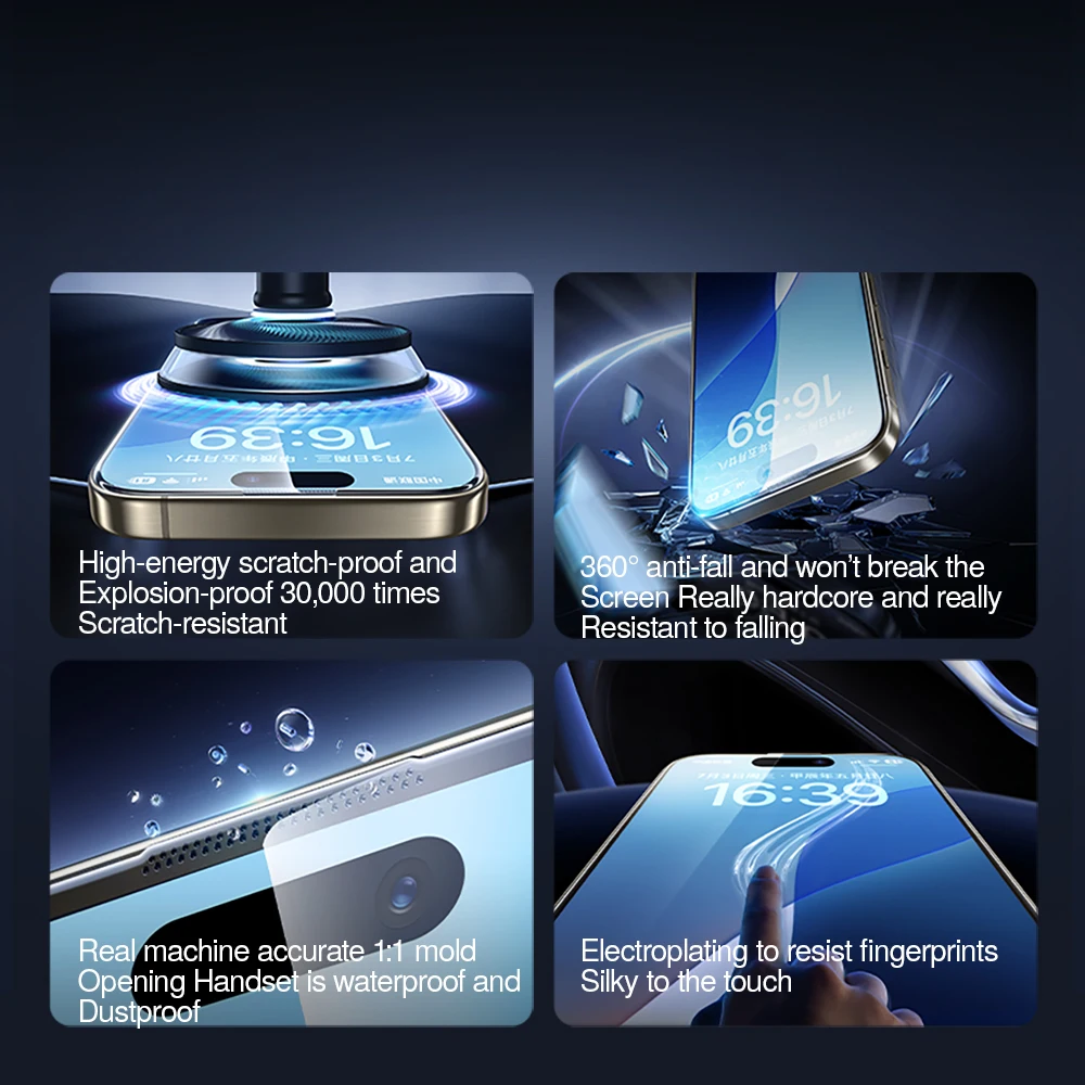 Фото SmartDevil 2Pcs Screen Protector For iPhone 16 Pro Max 16 Pro 15 HD Full Coverage Tempered Glass Corning Film With install Tool №3