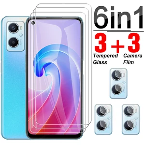 Imported 6 in 1 Tempered Glass For Oppo A96 Screen Protector Full Cover Camera Lens Film For Oppo A96 A 96 CP