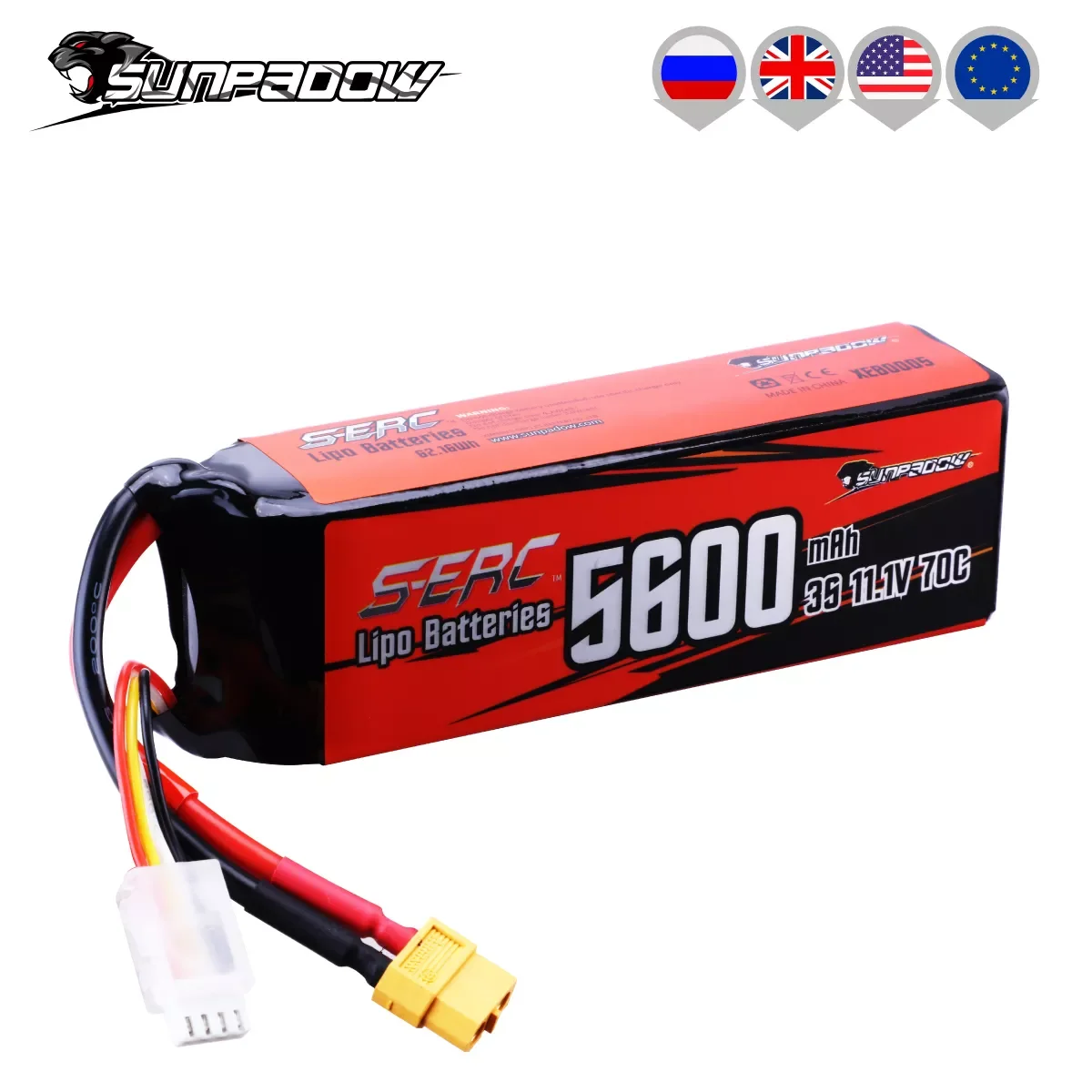 

Аккумулятор Lipo NEW2023 3S, 11,1 В, 5600 мА · ч, 70C, с разъемом XT60 для радиоуправляемых автомобилей, багги, трагги, гусеничный монстр-Трак, хобби