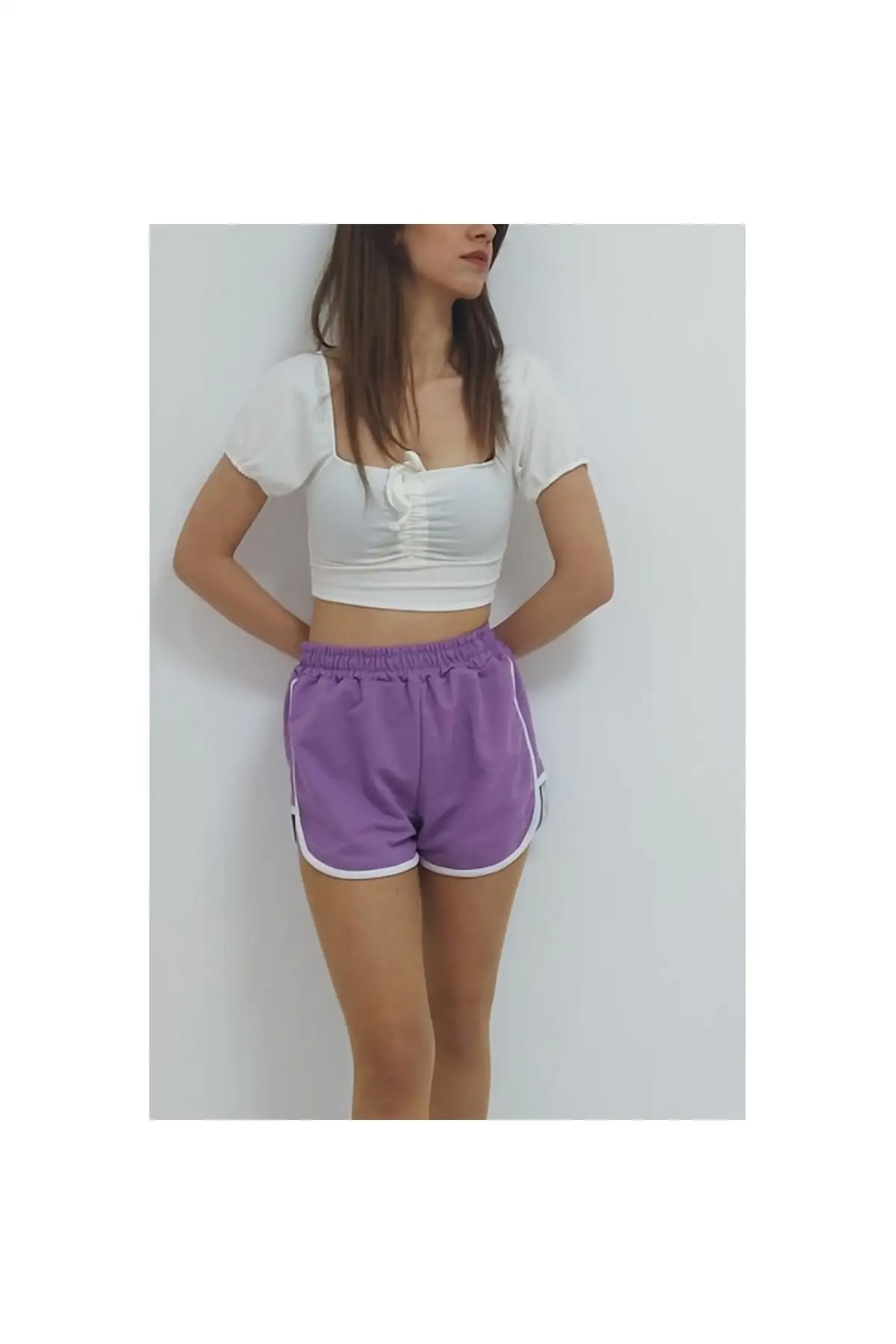

Women's Shorts Striped Lilac New Summer Style Bermuda Basic Short Pants Mini Trousers Streetwear Home Fashion Short Pants